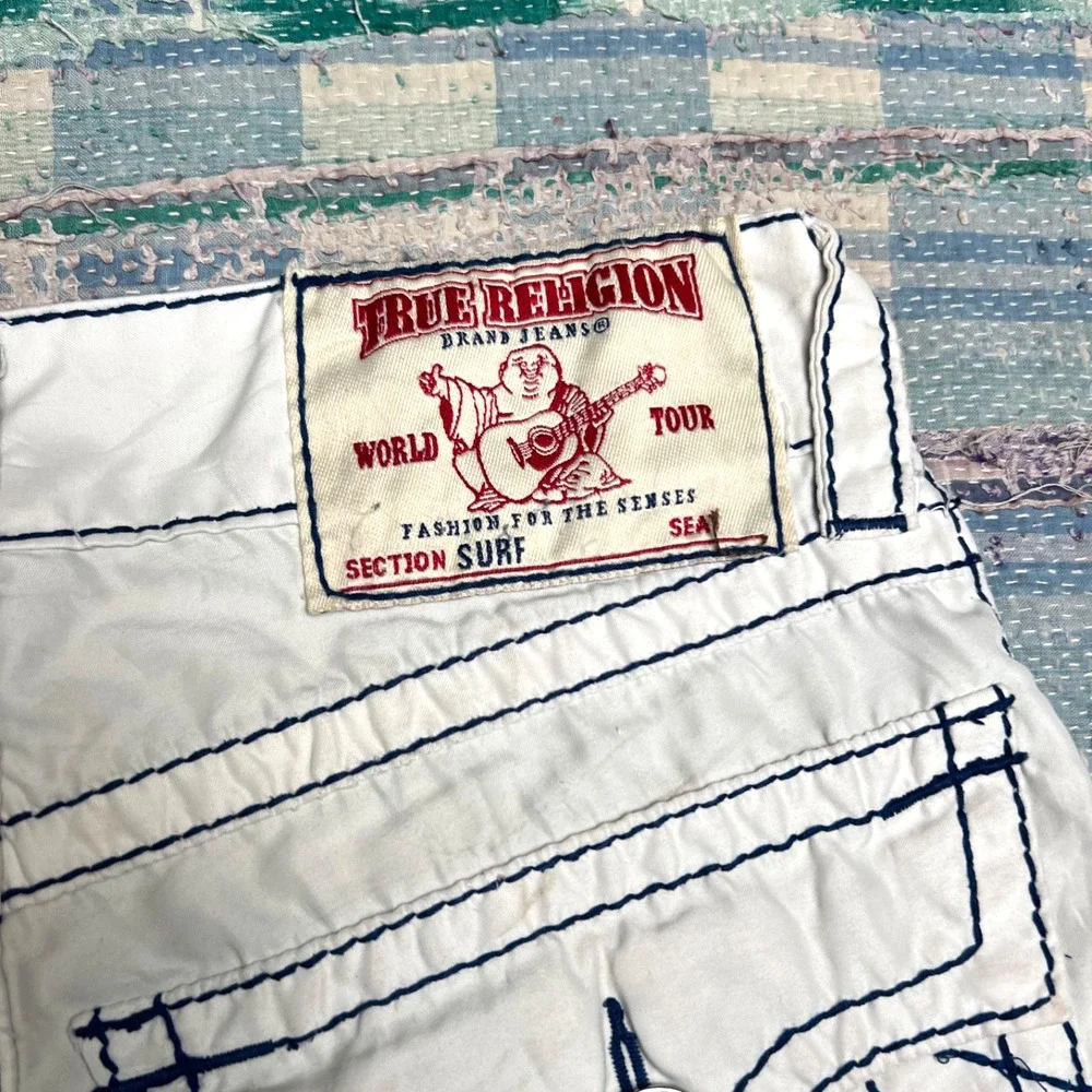 MENS VINTAGE TRUE RELIGION BOARD SHORTS SWIM TRUNKS BATHING SUIT 30 READ